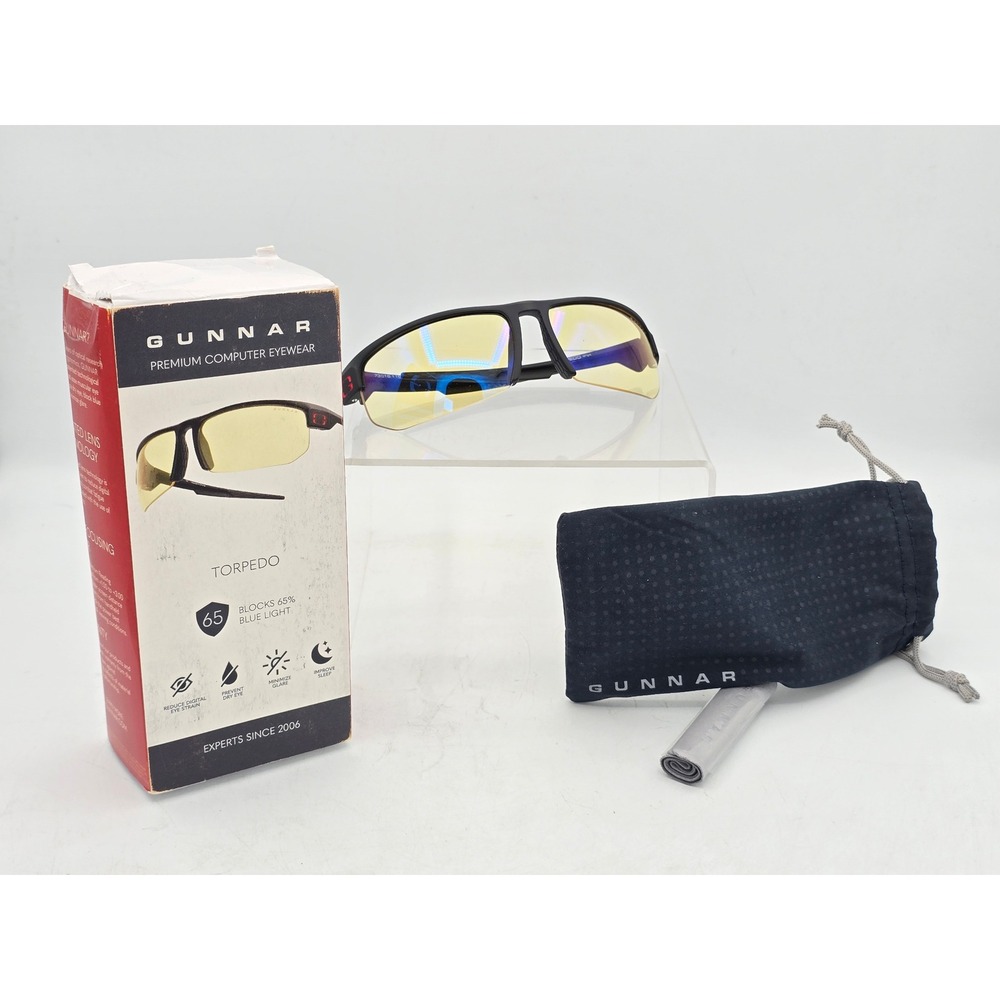Gunnar Torpedo Gaming Glasses Unisex One Size Onyx Amber Blue Light - Excellent
